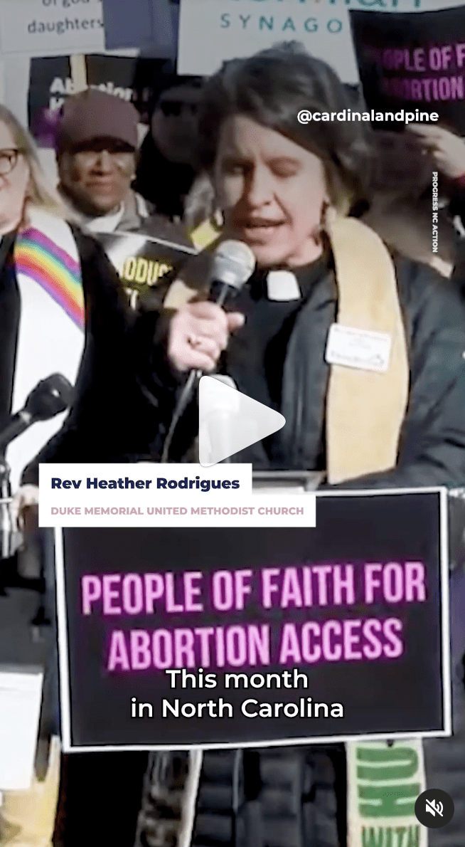 VIDEO: Rev. Heather Rodrigues: NC Abortion Law “Mandates Suffering”